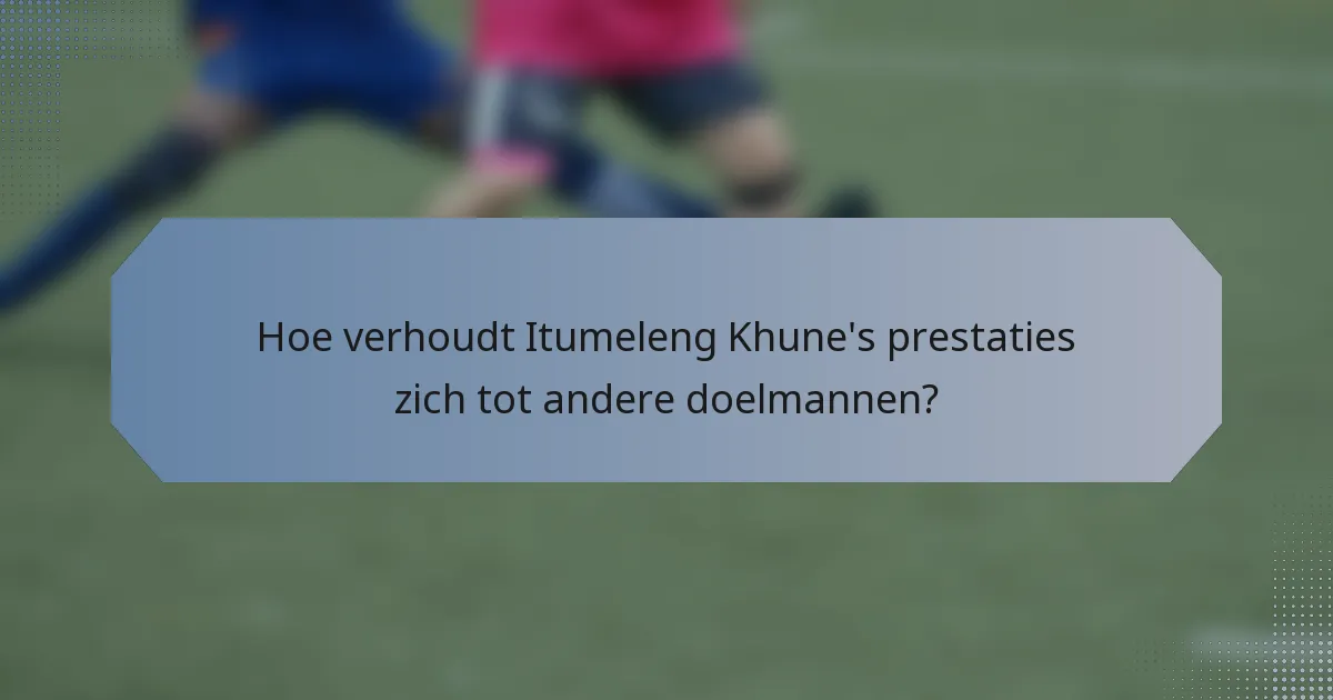Hoe verhoudt Itumeleng Khune's prestaties zich tot andere doelmannen?