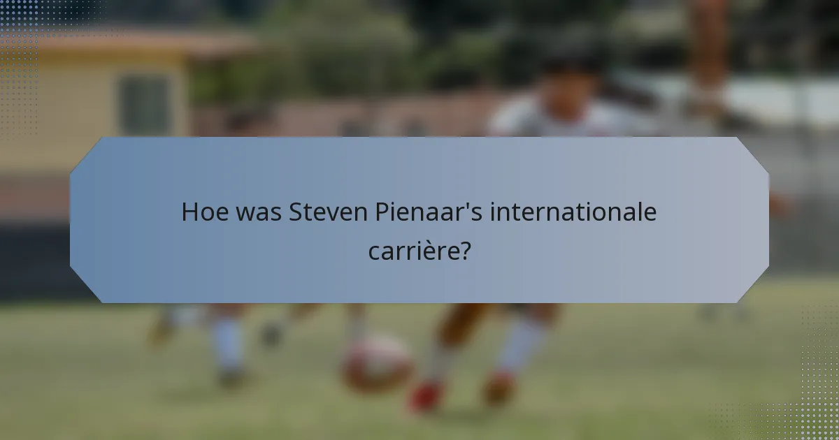 Hoe was Steven Pienaar's internationale carrière?