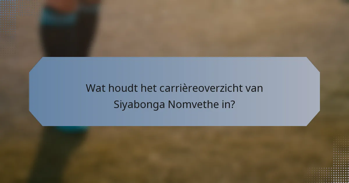 Wat houdt het carrièreoverzicht van Siyabonga Nomvethe in?